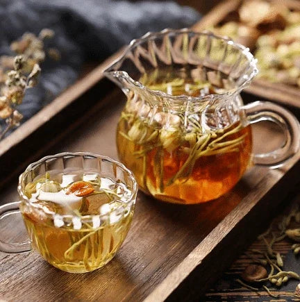 Chrysanthemum tea Honeysuckle Momordica grosvenori Relieve a cough grosvenori wet one's whistle Tea with chronic pharyngitis reduce phlegm clearing away the lung-heat Health tea